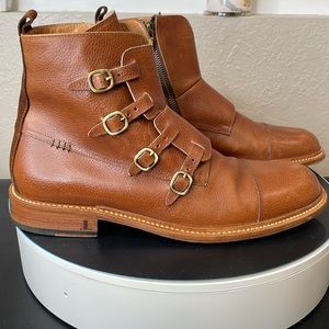 Vero Cuoio  BL 1504 Buckle Ankle Men’s Camel Brown Boots Sz 9 D Italy